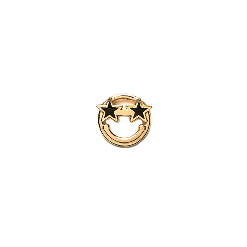 14k gold Emoji black star stud single earring - Lodagold