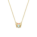 14k gold blue topaz&ruby butterfly Necklace - LODAGOLD