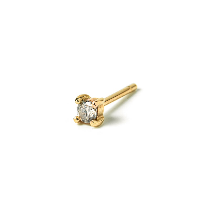 14k gold cognac diamond stud single Earring - LODAGOLD