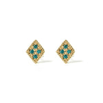 14k gold blue diamond rhombus earrings - LODAGOLD
