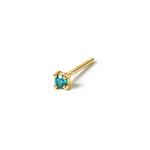14k gold blue diamond stud single Earring. - LODAGOLD
