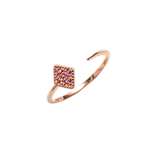 14k gold pink sapphire rhombus ring - LODAGOLD