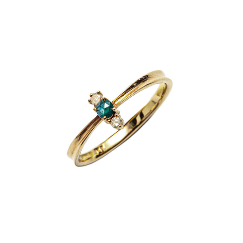 14k gold blue&grey diamond ring - LODAGOLD