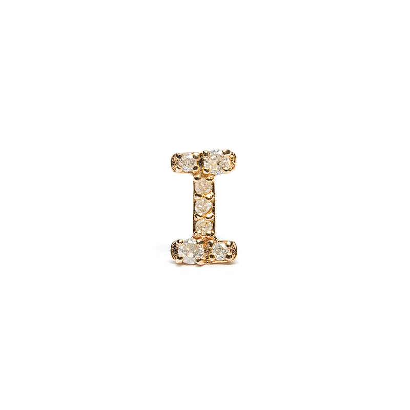 14K gold diamond "I" single earring - LODAGOLD
