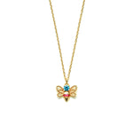14k gold blue topaz&ruby bee Necklace - LODAGOLD