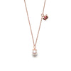 14k gold pearl&ruby butterfly Necklace - LODAGOLD
