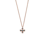 14k gold blue ruf diamond cross Necklace - LODAGOLD