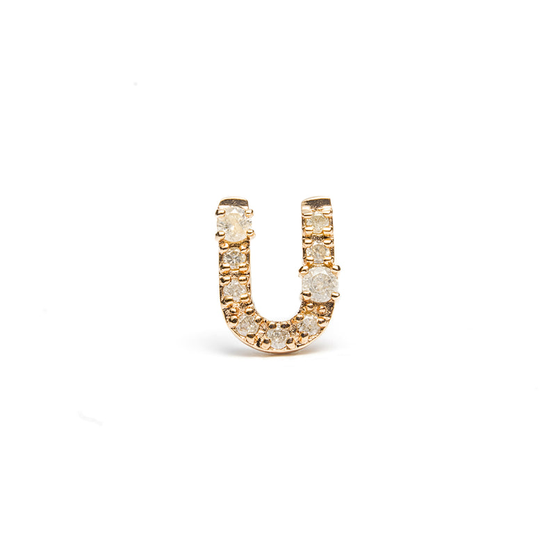 14K gold diamond "U" single earring - LODAGOLD