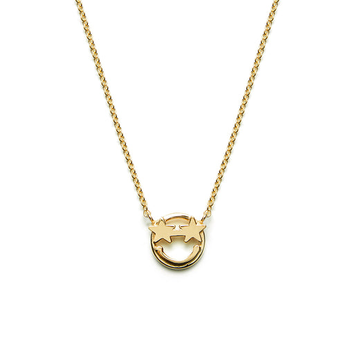 14k gold emoji star Eyes Necklace - LODAGOLD