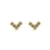 14k gold Blue diamond stud heart Earrings - LODAGOLD