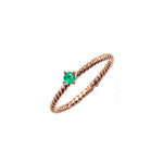 14k gold emerald  twist ring - LODAGOLD