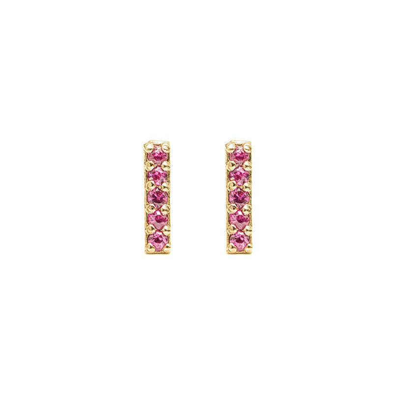 14k gold Ruby Bar stud earrings - LODAGOLD