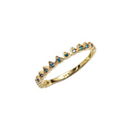 14k gold blue diamond  crown ring - LODAGOLD