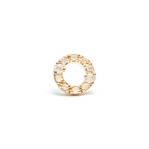 14k gold "O"diamond single earring - LODAGOLD