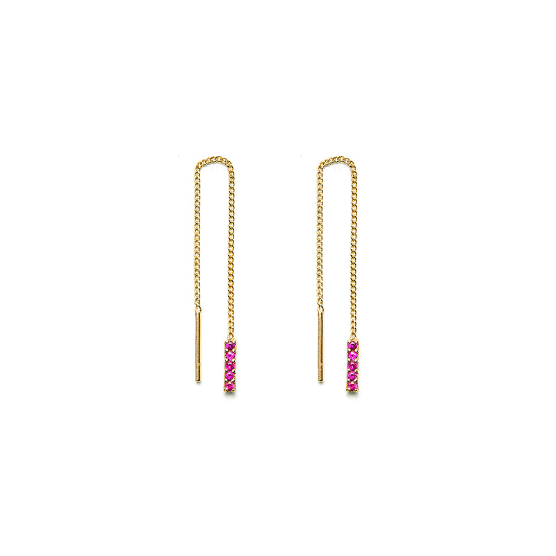 14k gold ruby drop earrings - LODAGOLD