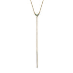 14k gold Blue dia heart Lariat Necklace - LODAGOLD