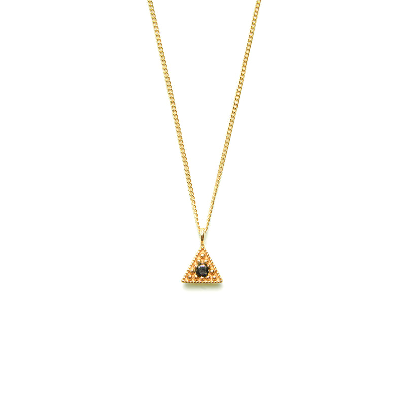 14k gold black diamond Triangle Necklace - LODAGOLD