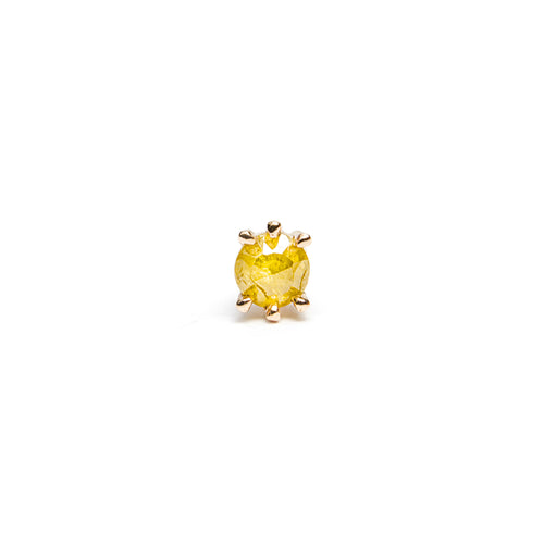 14k gold yellow diamond single stud Earring - LODAGOLD