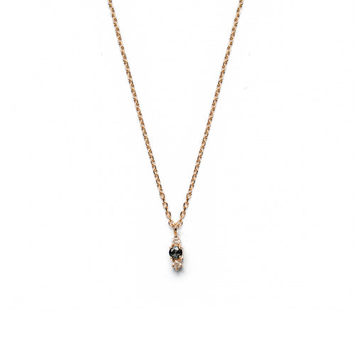 14k gold black&grey diamond Necklace - LODAGOLD