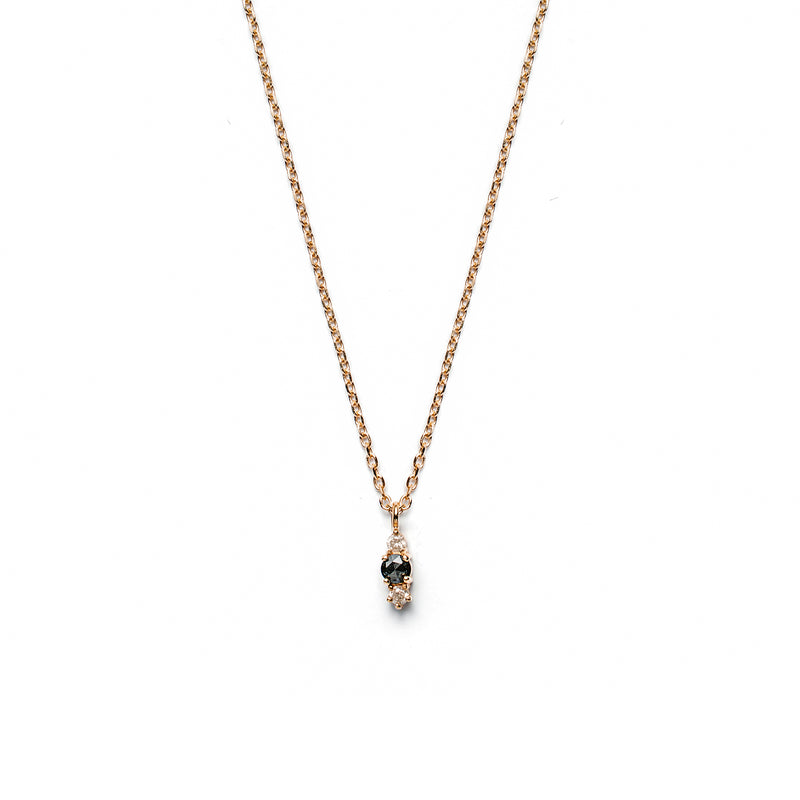 14k gold black&grey diamond Necklace - LODAGOLD