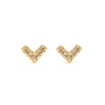 14k gold cognac Diamond Stud Heart Earrings - LODAGOLD