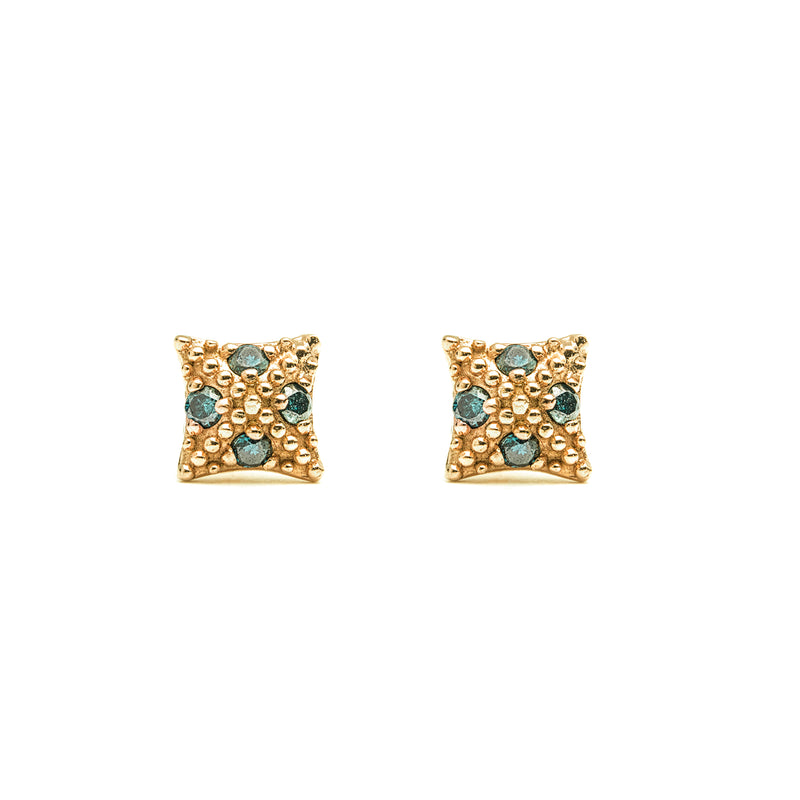 14k gold blue diamonds earrings - LODAGOLD