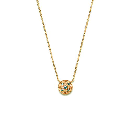 14k gold blue diamond Necklace - LODAGOLD