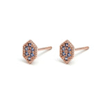 14k gold blue sapphire hexagon stud earrings - LODAGOLD