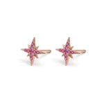 14k gold rubies starburst stud earrings - LODAGOLD