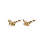 14k gold cognac diamond ribbon Stud Earrings - LODAGOLD