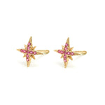 14k gold rubies starburst stud earrings - LODAGOLD