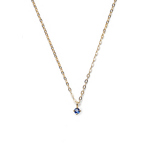 14k gold blue sapphire necklace - LODAGOLD