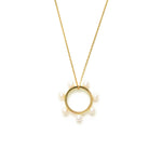 14k gold w/pearls circle necklace - LODAGOLD