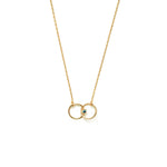 14k gold blue dia Double ring Necklace - LODAGOLD