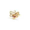 14k gold pearl&ruby bee single earring - LODAGOLD