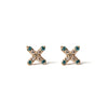 14k gold cognac&blue diamond X stud earrings - LODAGOLD