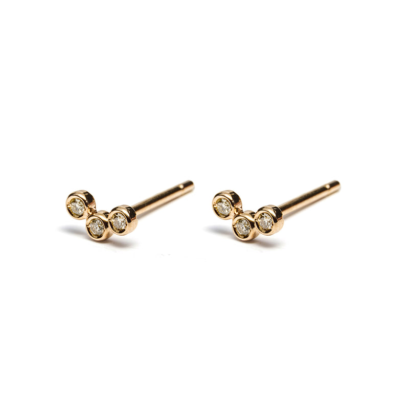 14k gold cognac diamond circle earrings - LODAGOLD