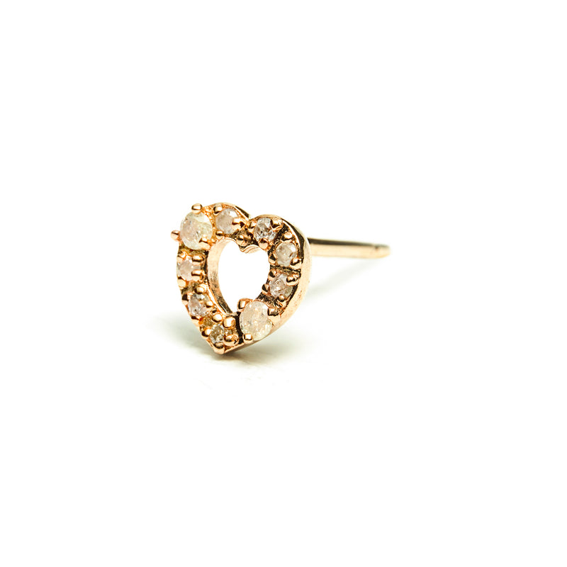 14k gold diamond heart single earring - LODAGOLD