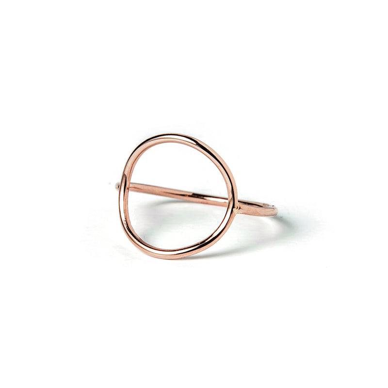 14k gold curved circle ring-LODAGOLD