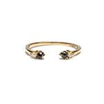14k gold black&grey diamond cuff ring - LODAGOLD