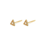 14k gold grey diamond Triangle Earrings - LODAGOLD