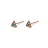 14k gold blue diamond Double triangle stud earrings - LODAGOLD