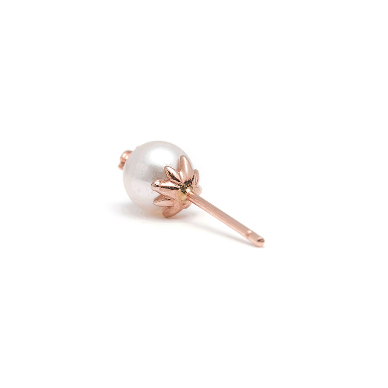 14k gold pearl bee single earring - LODAGOLD