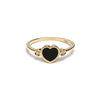 14k gold diamond&onyx heart ring - LODAGOLD