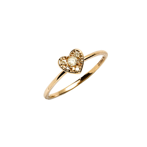 14k gold grey diamond heart ring - LODAGOLD