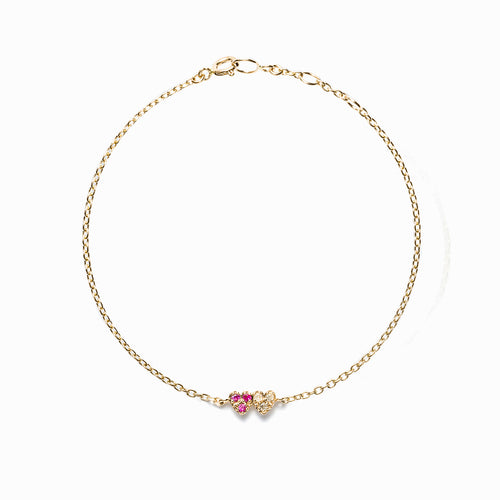 14k gold diamond&Sapphire heart bracelet - LODAGOLD