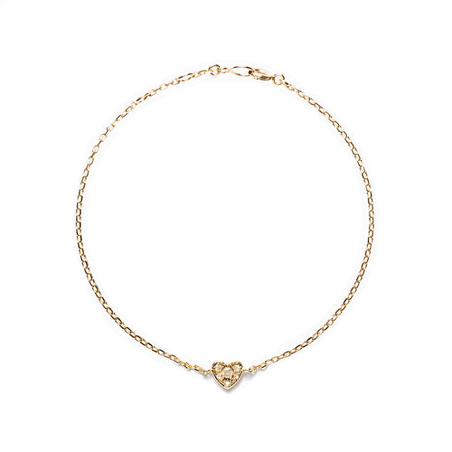 14k gold grey diamond heart bracelet - LODAGOLD