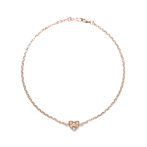 14k gold grey diamond heart bracelet - LODAGOLD