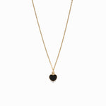 14k gold diamond&onyx heart necklace - LODAGOLD