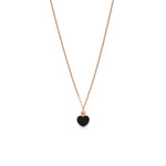 14k gold diamond&onyx heart necklace - LODAGOLD